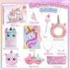 HappyGoLucky Coffret Cadeau Fille 3-12 Ans : Journal Intime Licorne, Peluche, Accessoires & Bijoux