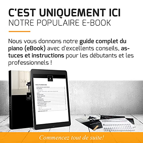 MORIATY® Autocollants pour Notes de Piano - Kit Premium Complet pour 49, 61, 76, 88 Touches avec Ebook Instructif en Français