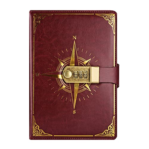 Carnet de Voyage Secret avec Serrure et Code - Journal Intime en Cuir Synthétique Rechargeable pour Filles et Étudiants - Idéal Cadeau Anniversaire