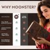 Moonster® Carnet en Cuir Véritable - Journal Intime Fait Main, Bloc Notes Recyclé 20x15cm - Idéal Cahier de Dessin, Voyage et Cadeau Homme/Femme