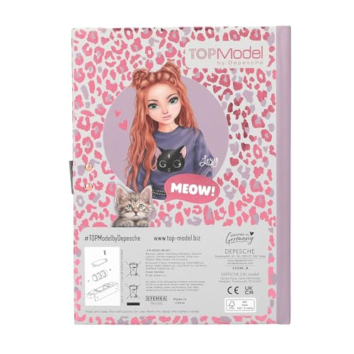 TOPModel Rebel Kitty : Journal Intime à Code Chiffré et Son, 80 Pages Illustrées pour Secrets et Créativité