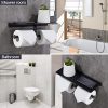 Gricol Porte Rouleau Papier Toilette Noir avec Étagère - Installation Facile sans Perçage