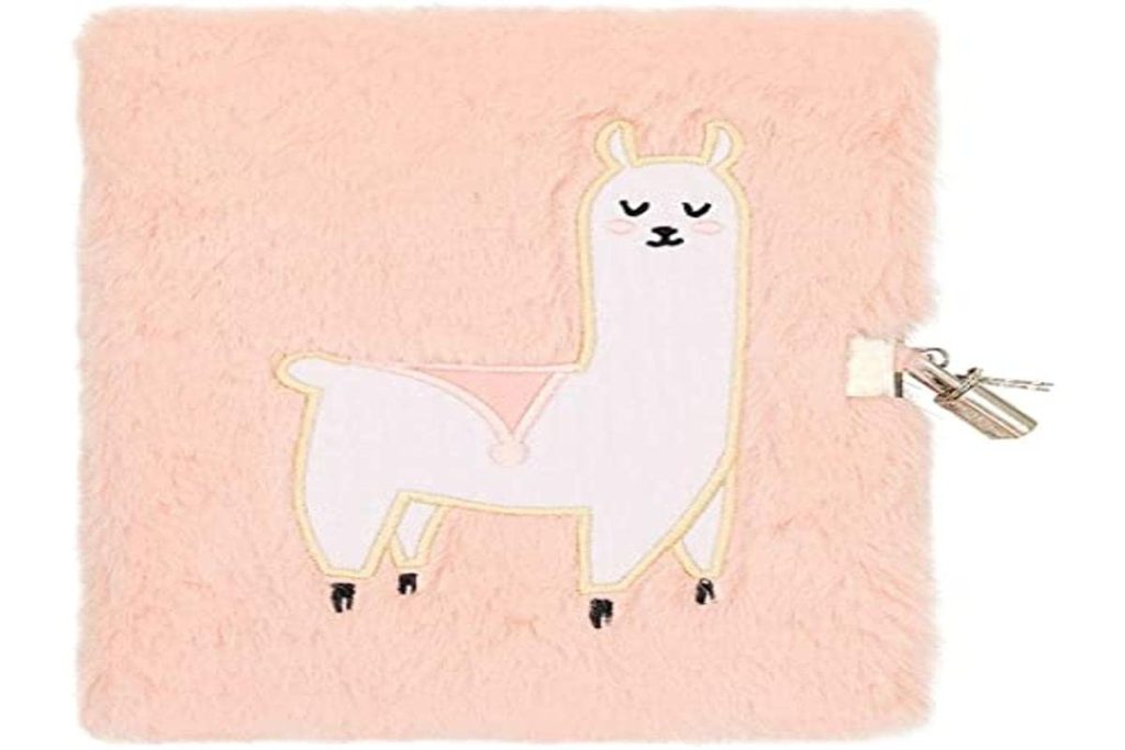 DRAEGER Paris - Journal Intime Peluche Lama avec Cadenas - Fausse Fourrure Douce - Cadeau Enfant Fille
