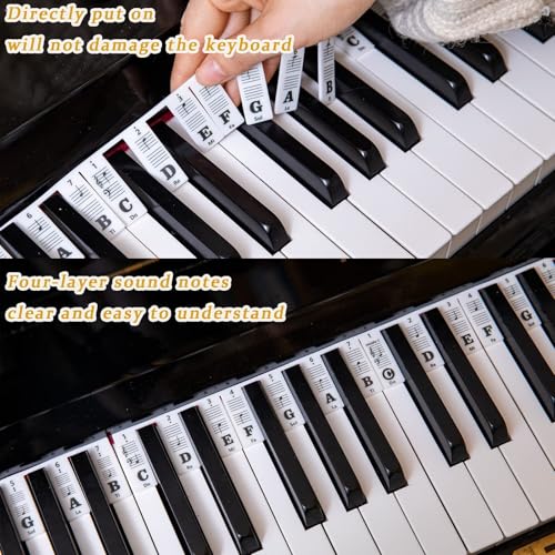 Guide de Notes pour Clavier de Piano : Silicone Réutilisable, Amovible, pour 88/61/54/49/37 Touches - Apprentissage Facilité