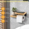 Diealles Shine® Porte-Papier Toilette Mural avec Étagère – Support sans Perçage en Bambou et Acier Inoxydable