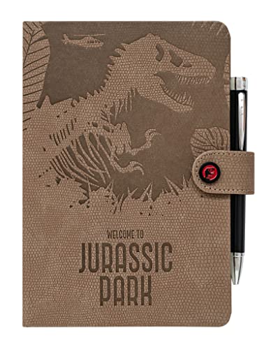Carnet de Notes A5 Jurassic Park avec Stylo Inclus - Design Pointillé, Couverture Rigide et Fermeture Magnétique