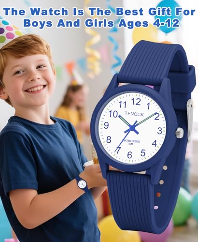 Montre enfant étanche 50M, idéale pour apprendre l'heure, pour garçons et filles de 4 à 12 ans