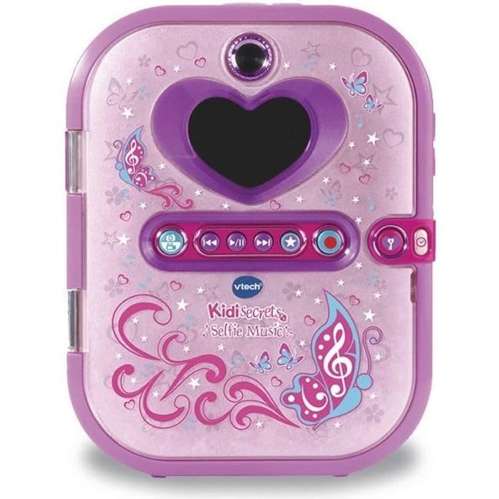 VTech KidiSecrets Selfie Music Rose : Journal Intime Électronique 7-en-1 avec Reconnaissance Faciale, Appareil Photo & Vidéo, Jeux Éducatifs