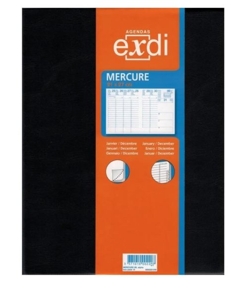 Agenda Semainier Mercure ML 2026 - Noir - 21 x 27 cm