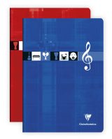 Cahier de Musique et Chants Clairefontaine Agrafé A4 - 96 Pages Portées et Grands Carreaux, Papier Blanc 90g, Couverture Carte Pelliculée