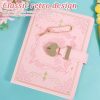 Carnet B6 à Serrure Cœur, 288 Pages Lignées Rechargeable, Journal Fleuri pour Filles et Femmes - Idée Cadeau Rose