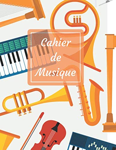 Cahier de Musique - Carnet de Partitions Vierges, 48 Pages, 12 Portées par Page, Grand Format 21,7 x 27,9 cm