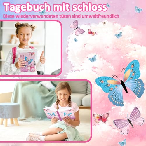 Journal Intime Fille Secret Papillon avec Cadenas - Set Papeterie Complet pour Enfants 6-10 Ans