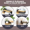 ElbFuchs® Porte Papier Toilette Mural en Bambou - Design Élégant avec Étagère Intégrée - Installation Facile sans Percage - Noir
