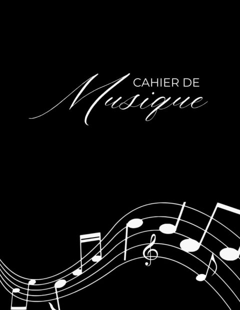 Cahier de Solfège Grand Format A4 - Carnet de Musique avec Portées Vierges pour Dictée, Composition et Chant - Noir