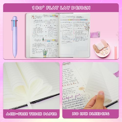 Journal Intime à Cadenas avec Stylo Multicolore 6 en 1 et Autocollants - Cadeau Idéal pour Filles