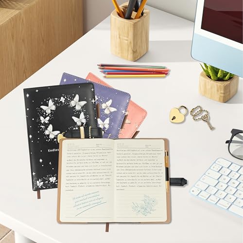 Journal Intime A5 avec Cadenas Cœur et Papillon UV – 200 Pages Lignées, Porte-Stylo, Marque-Page – Cadeau Idéal pour Filles et Adultes