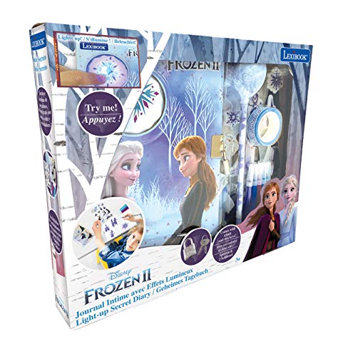 Lexibook Journal Intime Électronique La Reine des Neiges avec Effets Lumineux, Cadenas et Accessoires - Bleu/Violet
