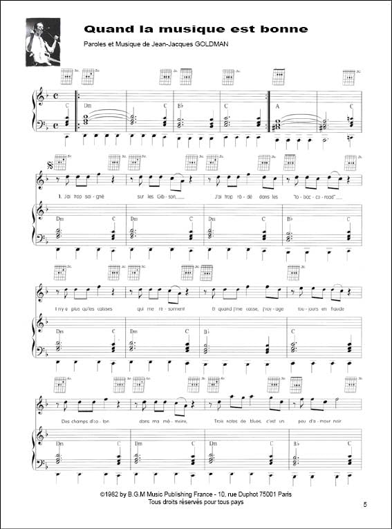 Goldman Jean-Jacques : Les Plus Belles Chansons - Partition Piano, Voix et Accords