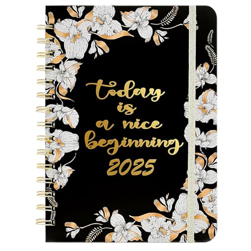 Agenda 2025 Semainier A5 - Planificateur Journalier avec Poche Intérieure et Élastique
