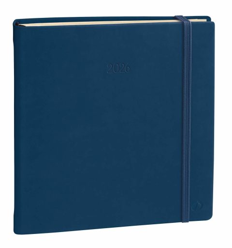 Agenda Exécutif Prestige 2026 Semainier Planning Multilingue Silk Bleu Marine 16x16 cm Papier Clairefontaine