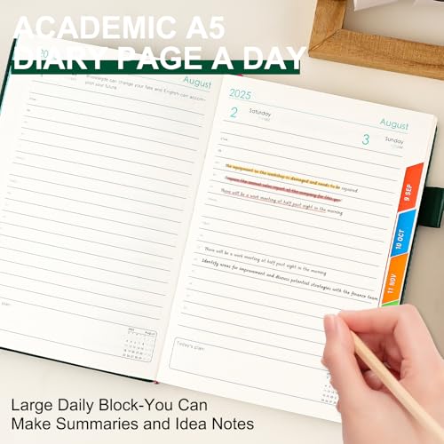 Agenda Académique A5 2025-2026 : 13 Mois, Une Page par Jour, Stylo Inclus