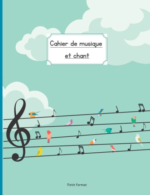 Cahier de Musique et Chant Petit Format 17x22 cm : Carnet de Partitions avec Portées et Grands Carreaux Seyès - 48 Pages