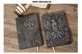 YHH Carnet de Notes A5 Ligné Vintage Cuir, 200 Pages, Couverture Rigide, Journal Intime Phénix Argent