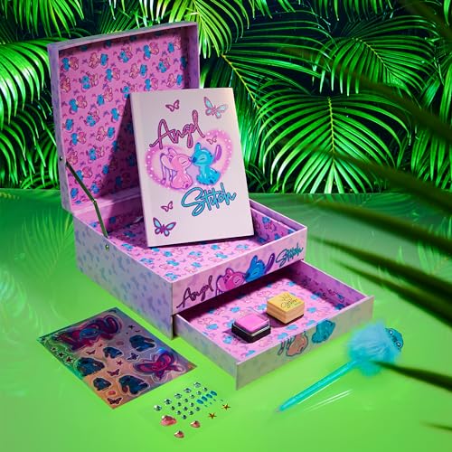 Disney Stitch : Coffret Journal Intime à Personnaliser pour Fille – Carnet Créatif avec Stylos et Stickers – Cadeau Idéal pour Enfants Fans de Disney