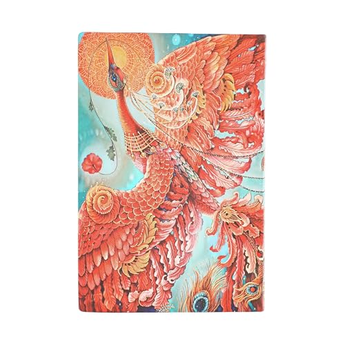 Paperblanks 2026 Oiseau de Feu : Agenda Flexis Mini Horizontal 12 Mois avec Fermeture Élastique, 176 Pages