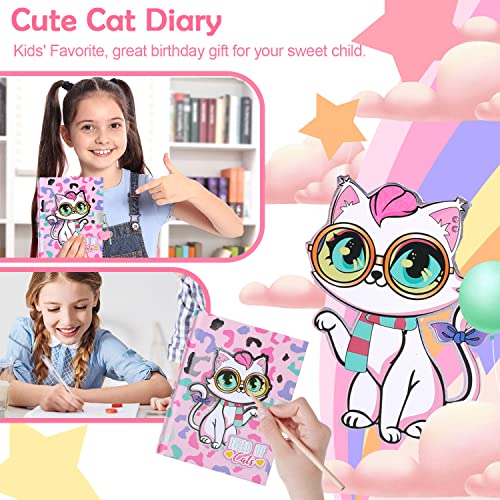 Journal Intime Chat avec Serrure et Clés - Ensemble de Papeterie Créative pour Filles (4-12 ans)
