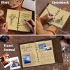 OMEYA Carnet en Cuir Vintage A5 Rechargeable - Journal de Voyage 160 Pages Blanc 100g/m² avec 2 Pochettes PVC