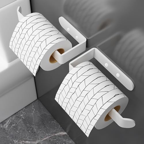 Porte Papier Toilette Mural Blanc en Alliage d'Aluminium avec Étagère - Installation Facile Sans Percage