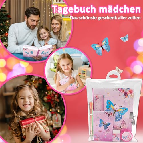 Journal Intime Fille Secret Papillon avec Cadenas - Set Papeterie Complet pour Enfants 6-10 Ans