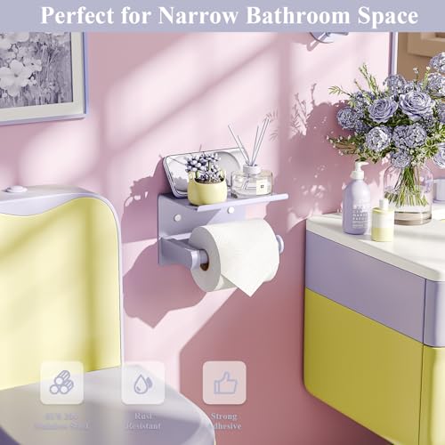 Tindbea Porte-Papier Toilette Mural avec Étagère - Acier Inoxydable SUS 304, Violet Lavande