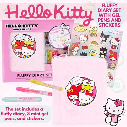 Toyland® Coffret Journal Intime Hello Kitty Rose avec Stylos Gel et Autocollants - Papeterie Fille Idéale