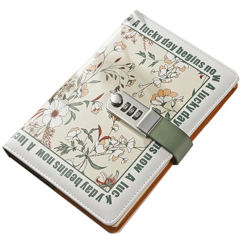 Tanou Journal Intime A5 Cuir PU Floral avec Cadenas à Combinaison - 200 Pages Lignées