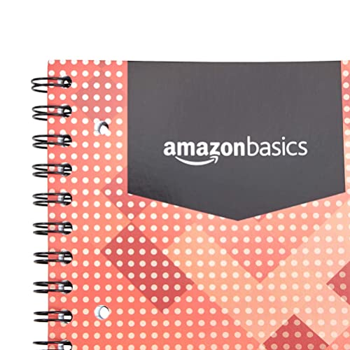 Amazon Basics Cahier A4+ Reliure Spirale, 100 Feuilles, 200 Pages, 80 g/m², Lot de 3, Rouge