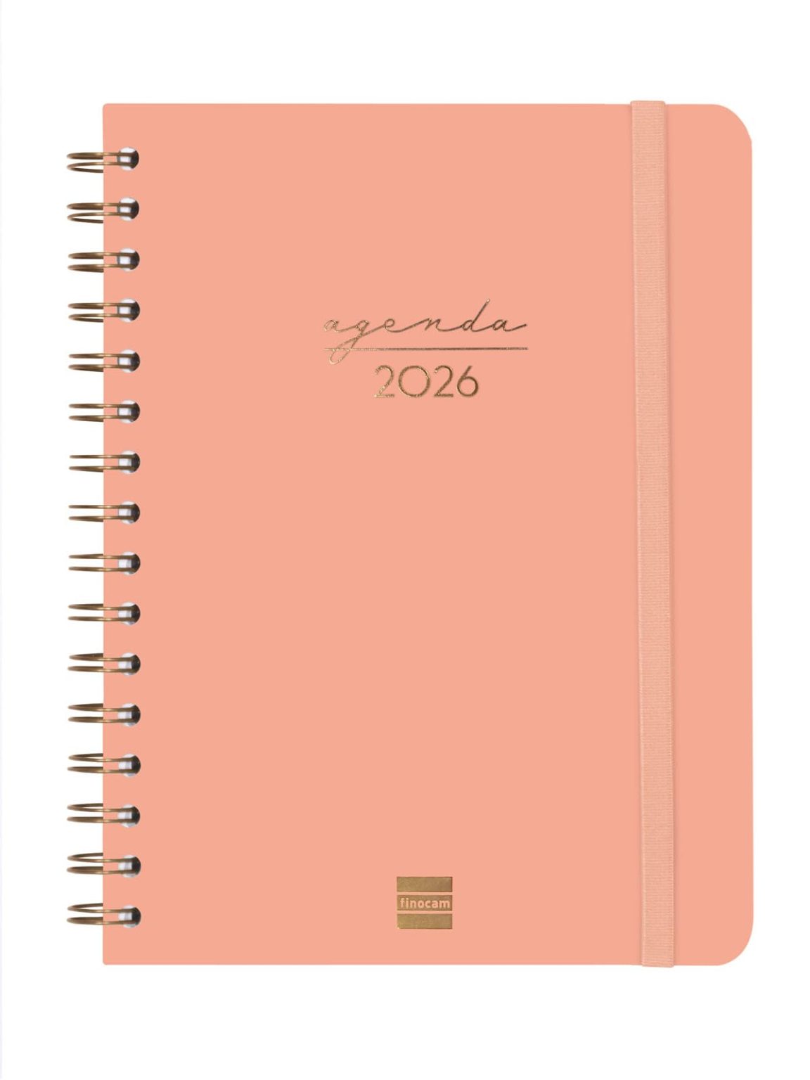 Agenda Finocam 2026 Spirale Verticale Alma Corail - Planification Annuelle Janvier à Décembre