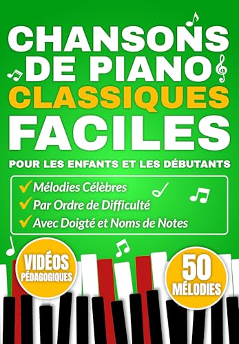partitions de piano classiques faciles pour enfants et débutants : mélodies célèbres par ordre de difficulté avec doigté et noms de notes