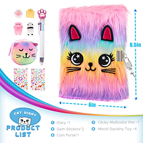 Homicozy Journal Intime Fille avec Clé et Cadenas - Carnet Secret A5 160 Pages, 4 Jouets Anti-Stress, Stylo Multicolore - Cadeau Idéal Enfants 6-9 Ans