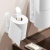 Porte Papier Toilette Mural Blanc en Alliage d'Aluminium avec Étagère - Installation Facile Sans Percage