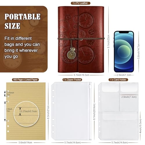 Asten Carnet de Notes en Cuir Vintage Rechargeable avec Papier Ligné - Agenda Voyage Cadeau Idéal