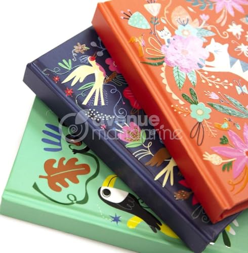 MY MANDARINE CO205C - Journal Intime 240 Pages Lignées 11x14 cm avec Cadenas - Motif Oiseaux et Fleurs