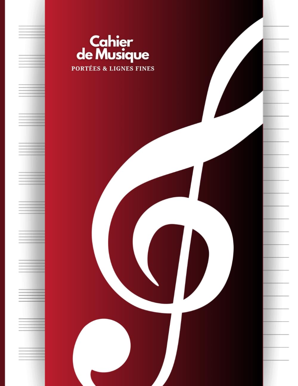 Cahier de Musique A4 Rouge : 100 Pages avec Portées et Lignes Fines pour Étude, Composition et Dictée Musicale