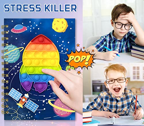 Carnet Secret Garçon Fusée Fidget Pop avec Stylo Multicolore - Journal Intime A5 Ligné, 80 Feuilles, Cadeau Idéal 5-10 Ans