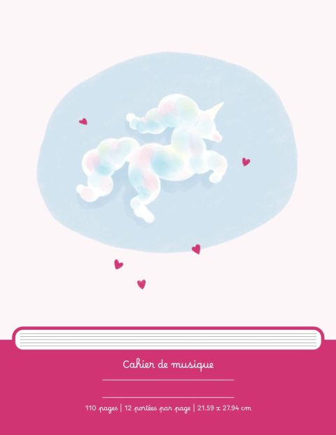 Cahier de Musique Licorne Kawaii : 110 Pages de Portées Vierges pour Étudiants et Musiciens