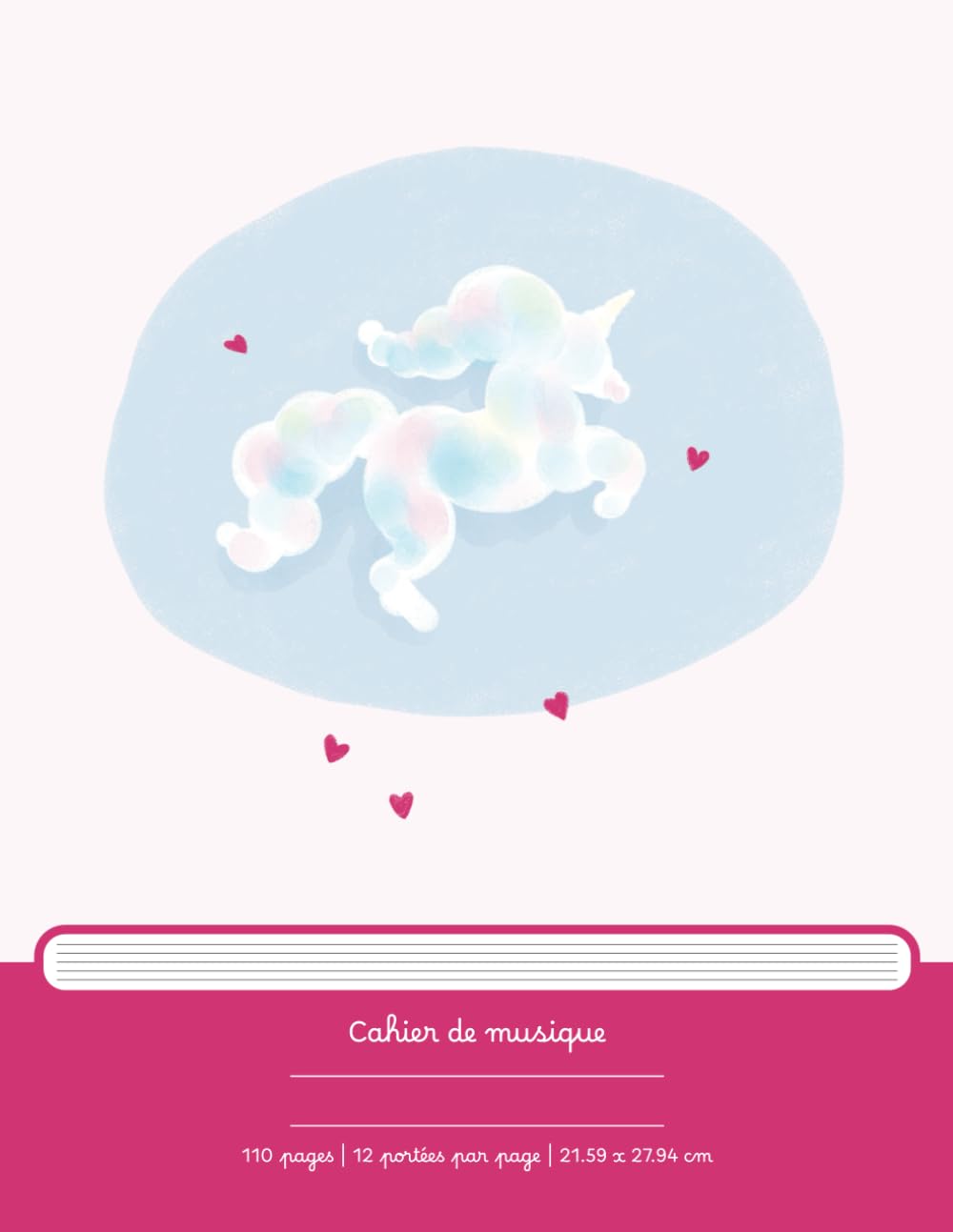 Cahier de Musique Licorne Kawaii : 110 Pages de Portées Vierges pour Étudiants et Musiciens