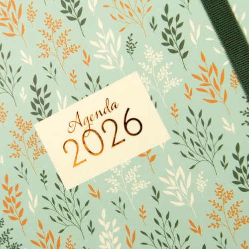 Agenda Spirale 2026 Hebdomadaire Horizontal Janvier-Décembre - Couverture Rigide Anti-Rayures avec Élastique et Autocollants Thématiques