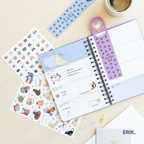 Agenda Scolaire Semainier 2025-2026 Chats A5 - Organisation et Motivation pour Ados